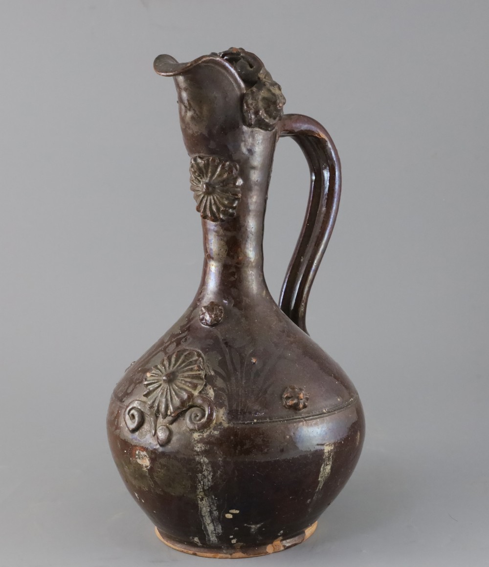 A Turkish Cannakale pottery ewer, 19th century,